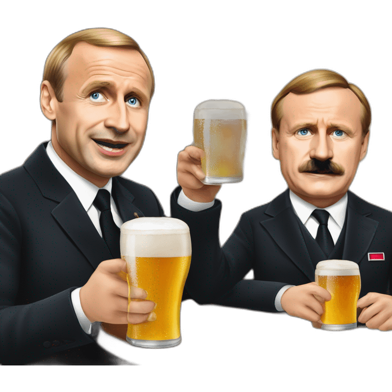 Le président macron, Vladimir poutine et Hitler boive une bière emoji