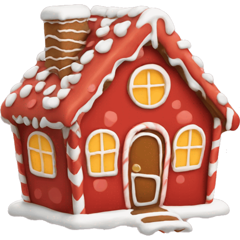 cute red gingerbread house emoji