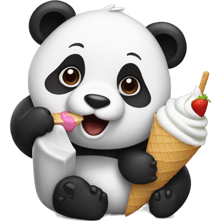 Panda eating ice cream emoji