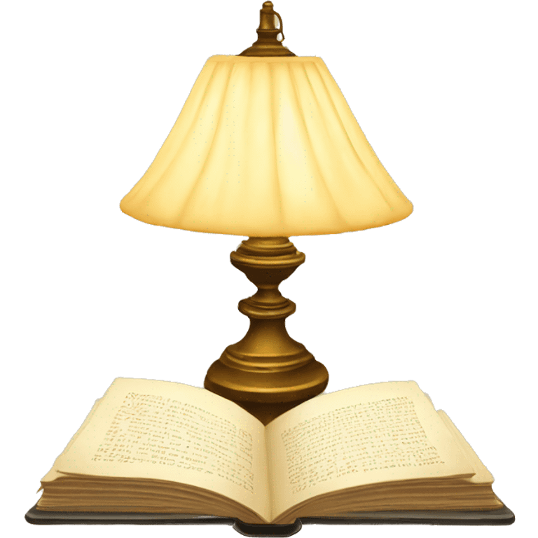 vintage lamp with open book emoji