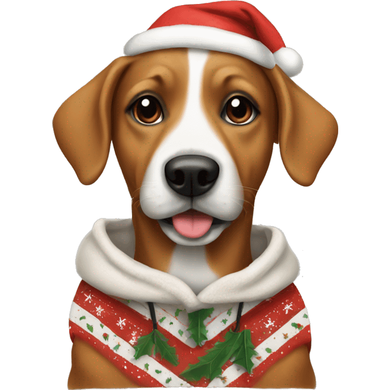 Dog with a Christmas hoodie emoji