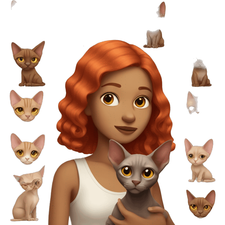 Red-haired girl with a sphinx cat emoji