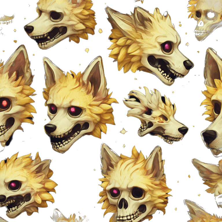 iridescent kintsugi fluffy zombie black brown gold dog fox head zombie skeleton gold mechanical nebula galaxy stars colorful flowers fairy lights vintage zombie emoji