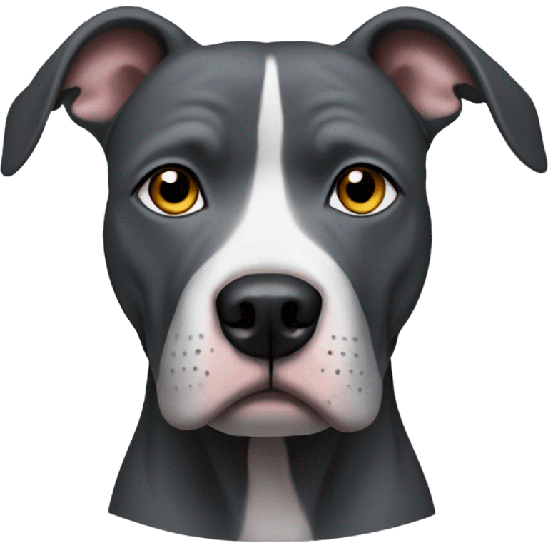 Dark grey pitbull with a thinking face emoji