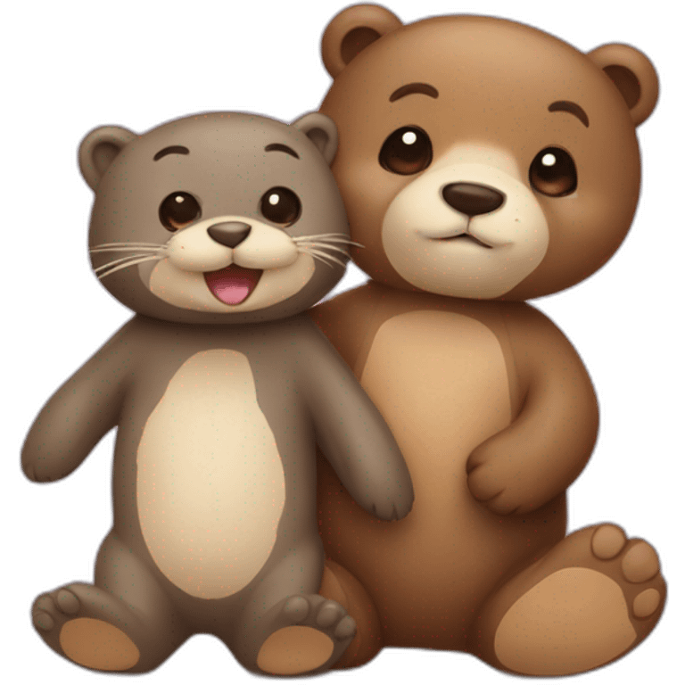 an otter and a teddy bear in love emoji