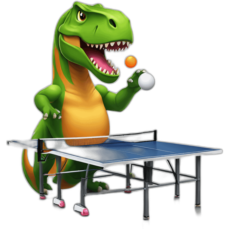 T-rex playing table tennis emoji