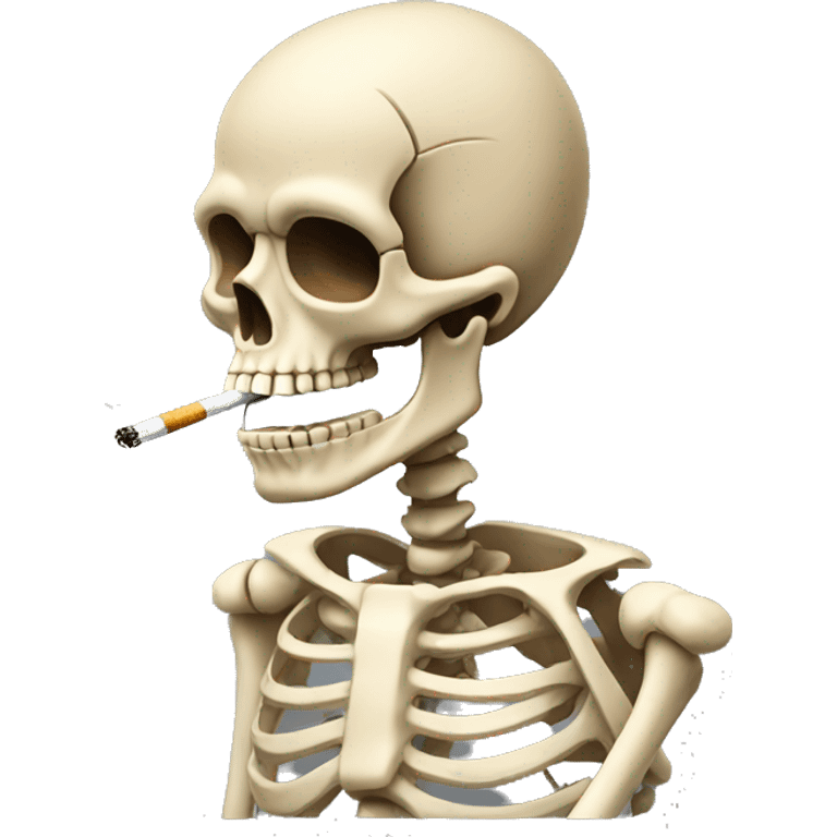 beige skeleton with a cigarette in his mouth emoji