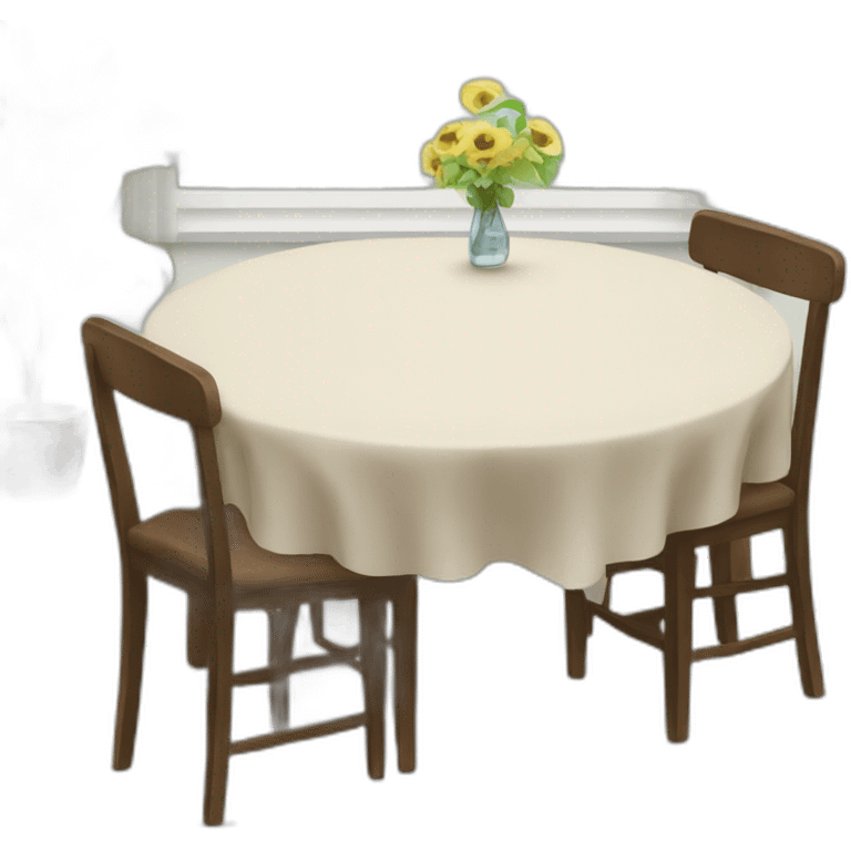 table and table cloth plus one chair emoji