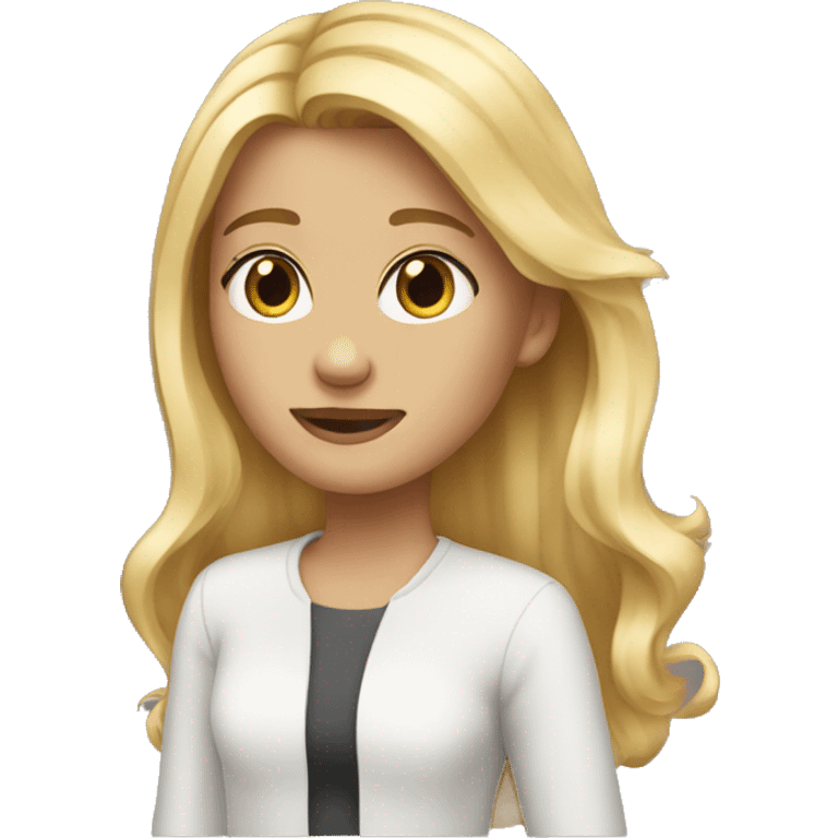 a girl have blonde hair  but blode emoji