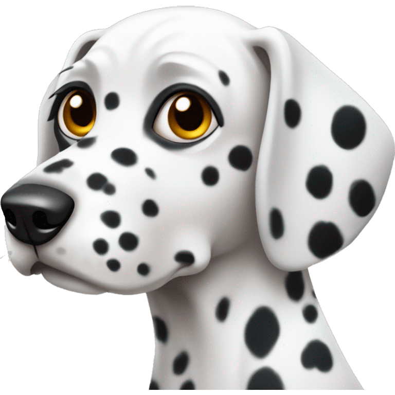 Dalmatian dog with a large spot on the right eye emoji