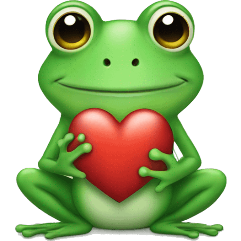 Cute frog holding a heart emoji