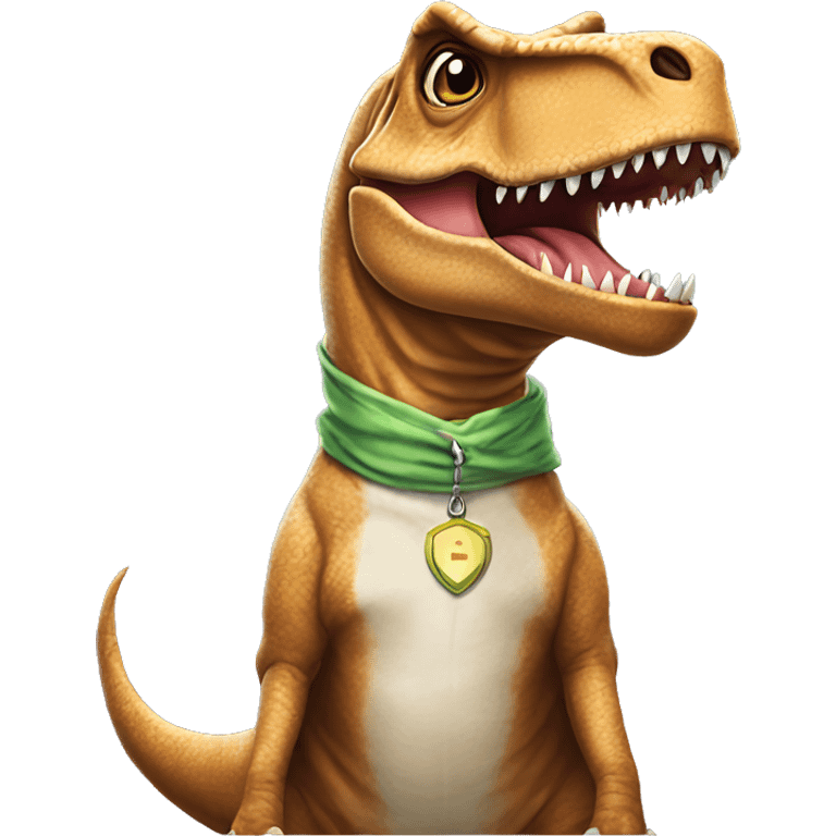 T-Rex wearing a dog costume ￼ emoji