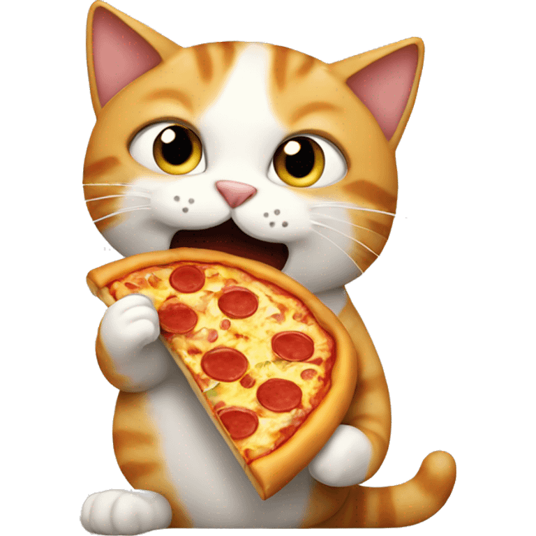 Cat eating pizza emoji