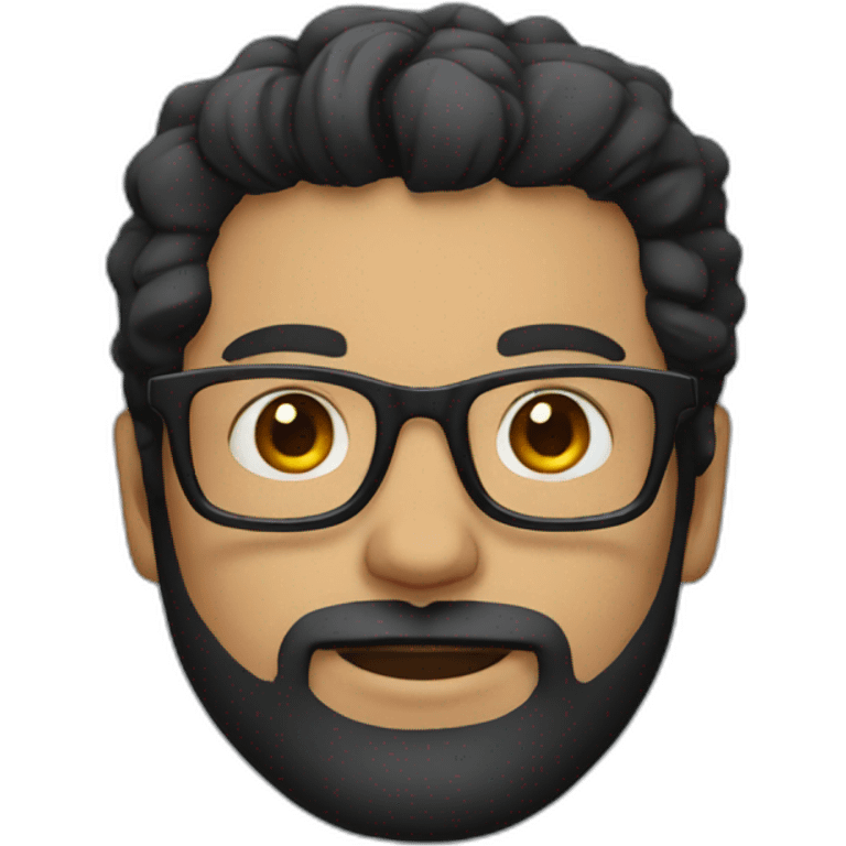 man with square glasses, beard, black hair emoji