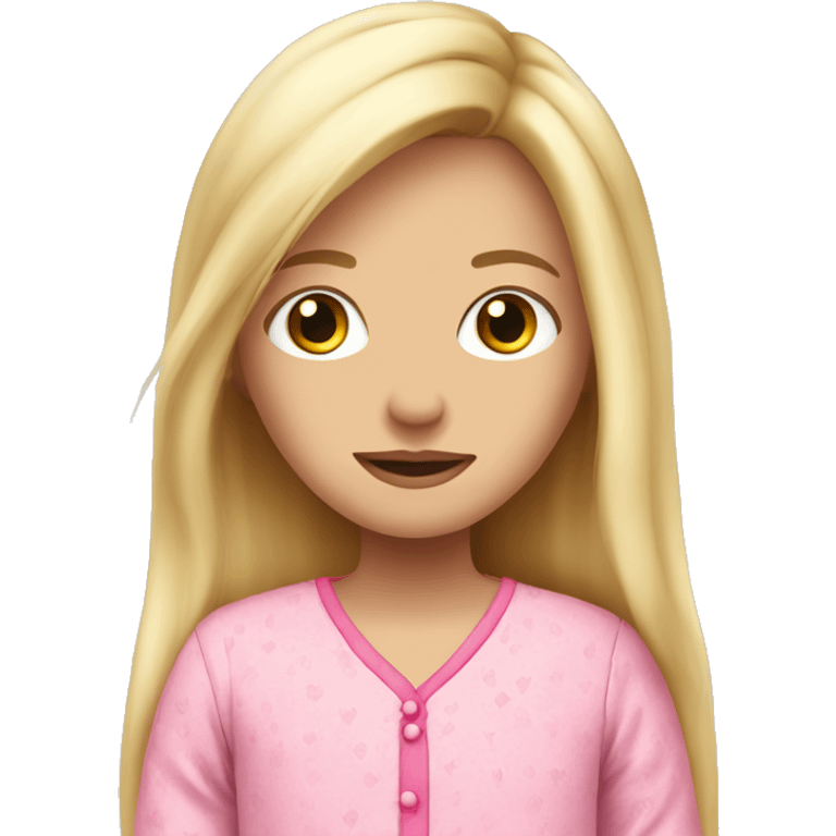 blonde long hair girl in pink pyjama emoji