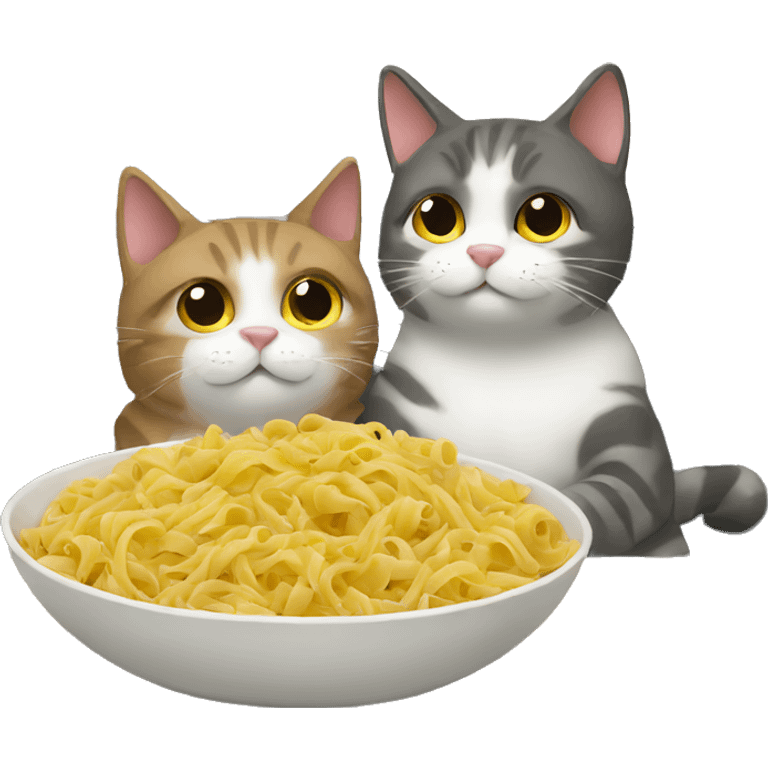 2 cats eating pasta and watching tv emoji