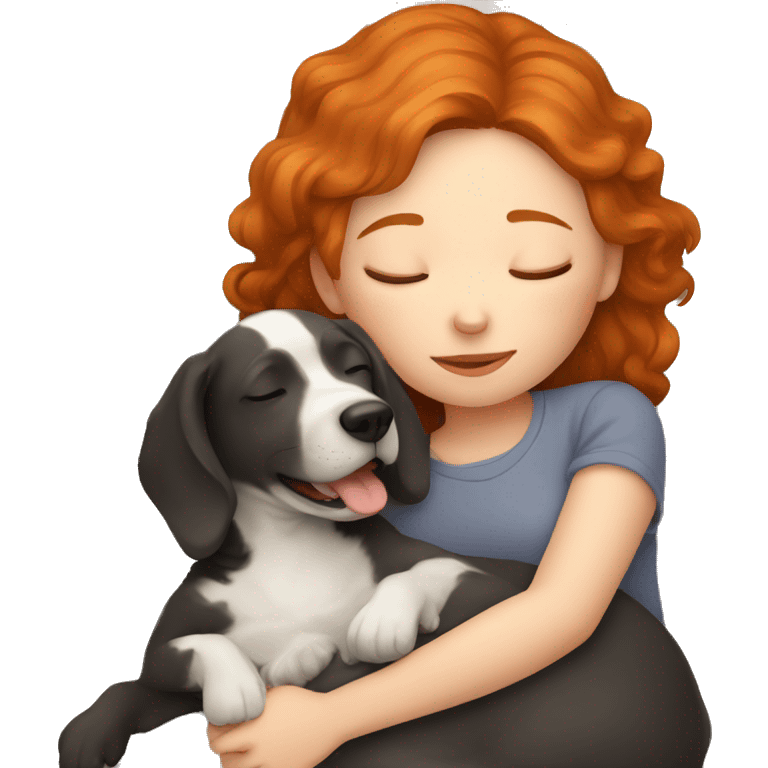 Red-haired girl with lab dog sleep emoji