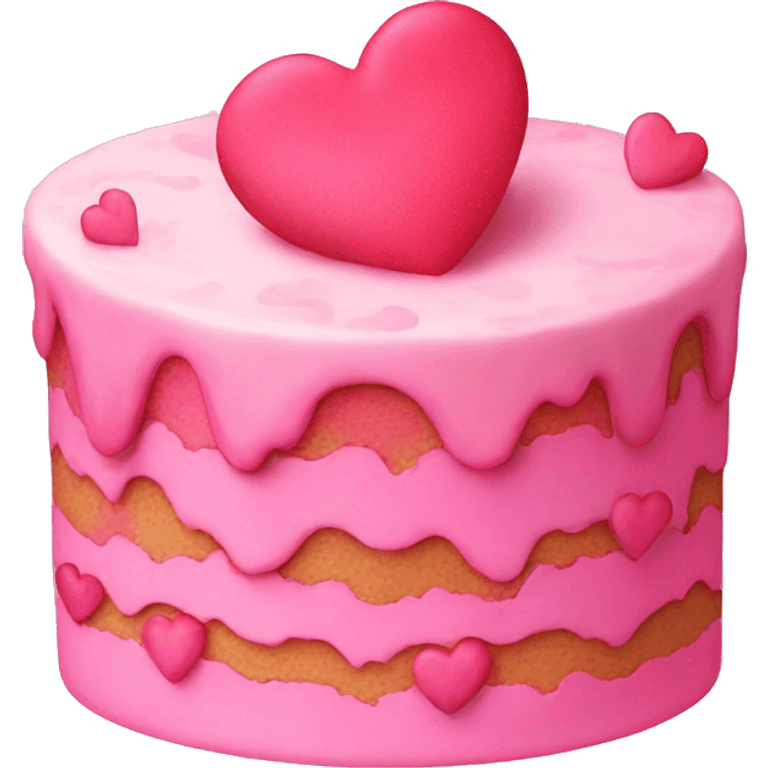 Pink cake with heart design emoji