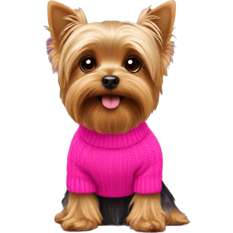 Yorkie wearing hot pink sweater emoji