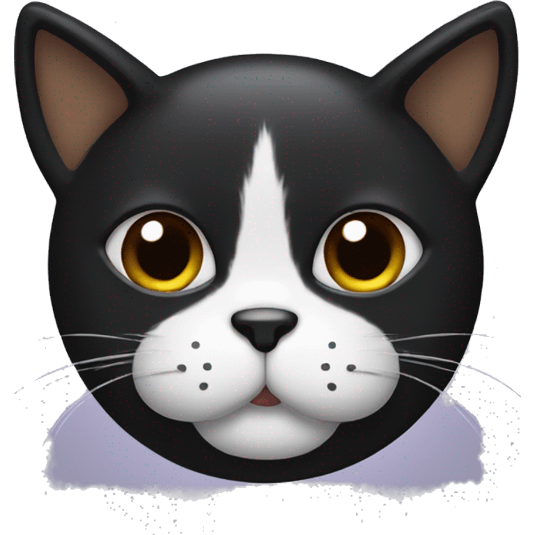 black cat with white face and brown mustache emoji