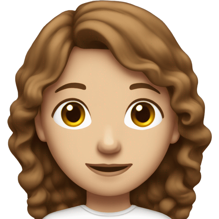 very thin Long Wavy brown haired girl with white top emoji