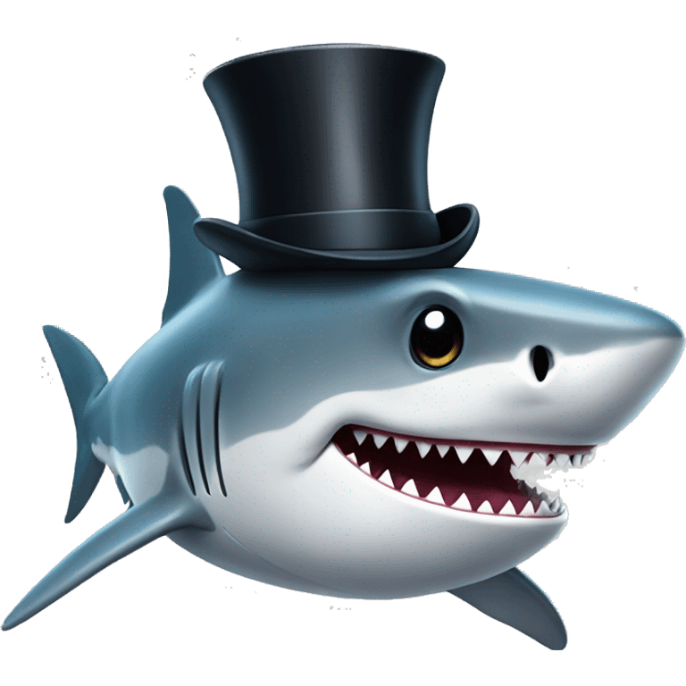 Shark with a top hat emoji