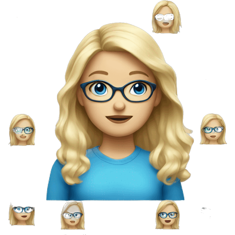 Blond Girl with blue eyes an glasses  emoji