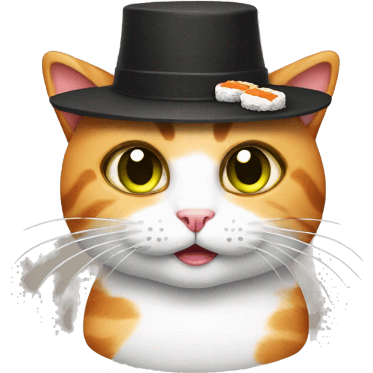 cat wearing sushi as a hat emoji