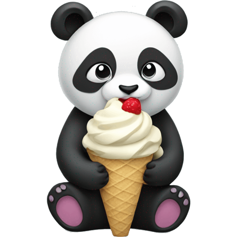 Panda eating ice cream emoji