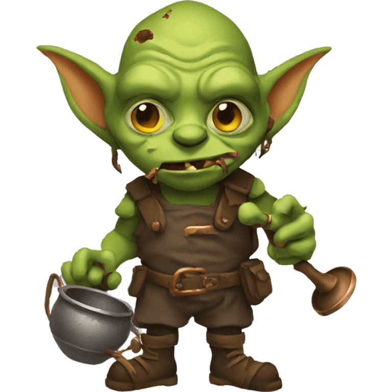 Goblin with scabs holding copper pipe emoji