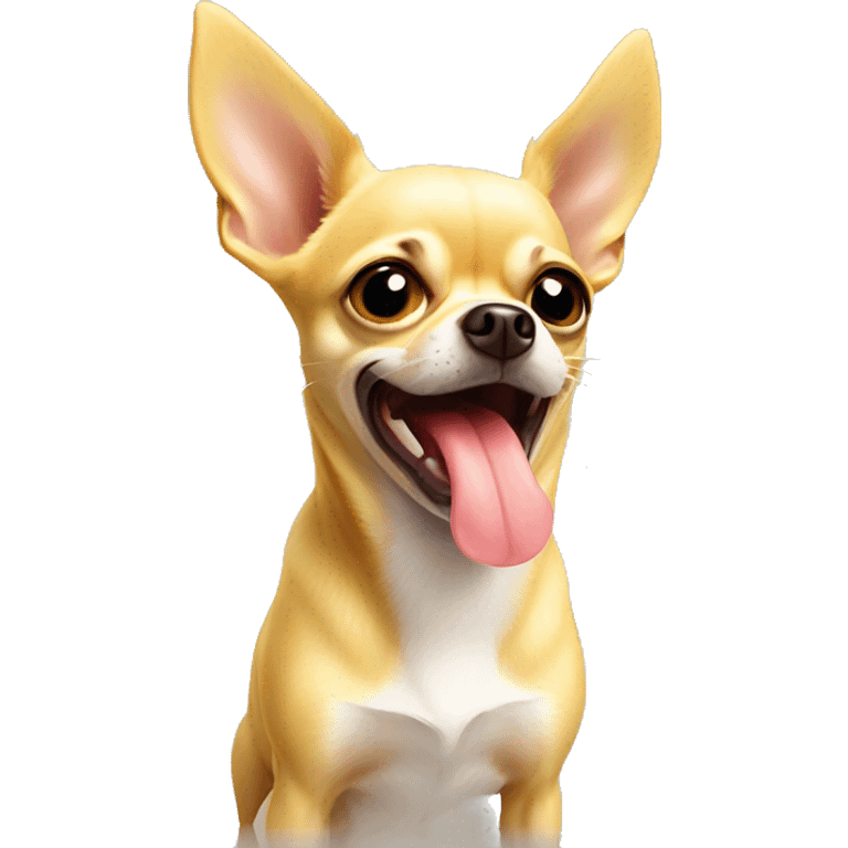 Yellow chihuahua with tongue out  emoji