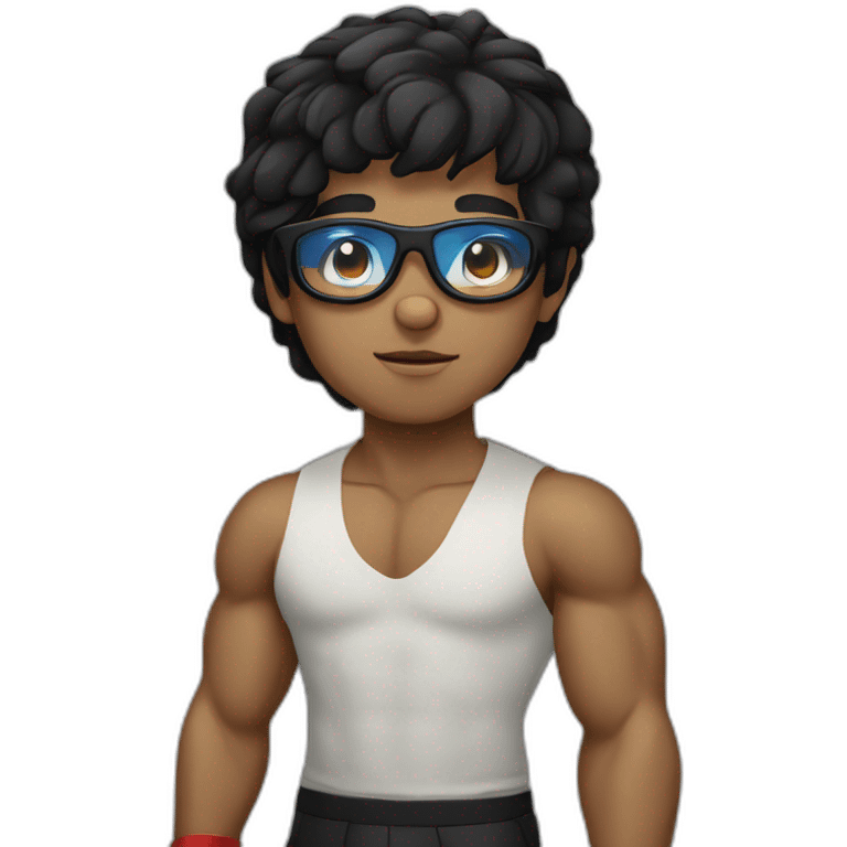 Boy Sri lankan MMA fighter with glases black hair emoji