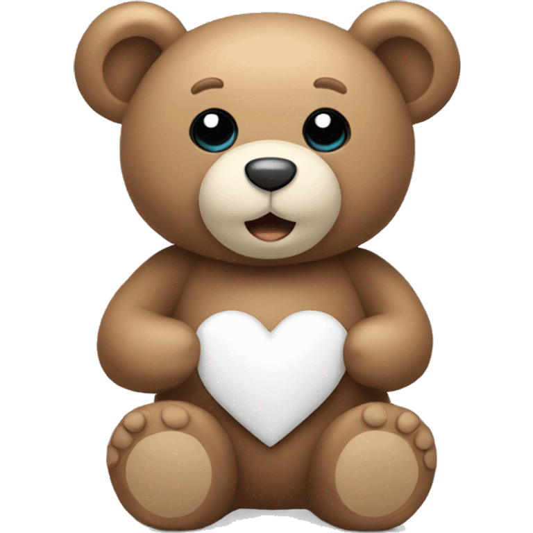 Teddy bear with a white heart emoji