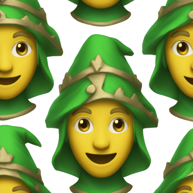 A medieval jester who is wearing green and yellow emoji