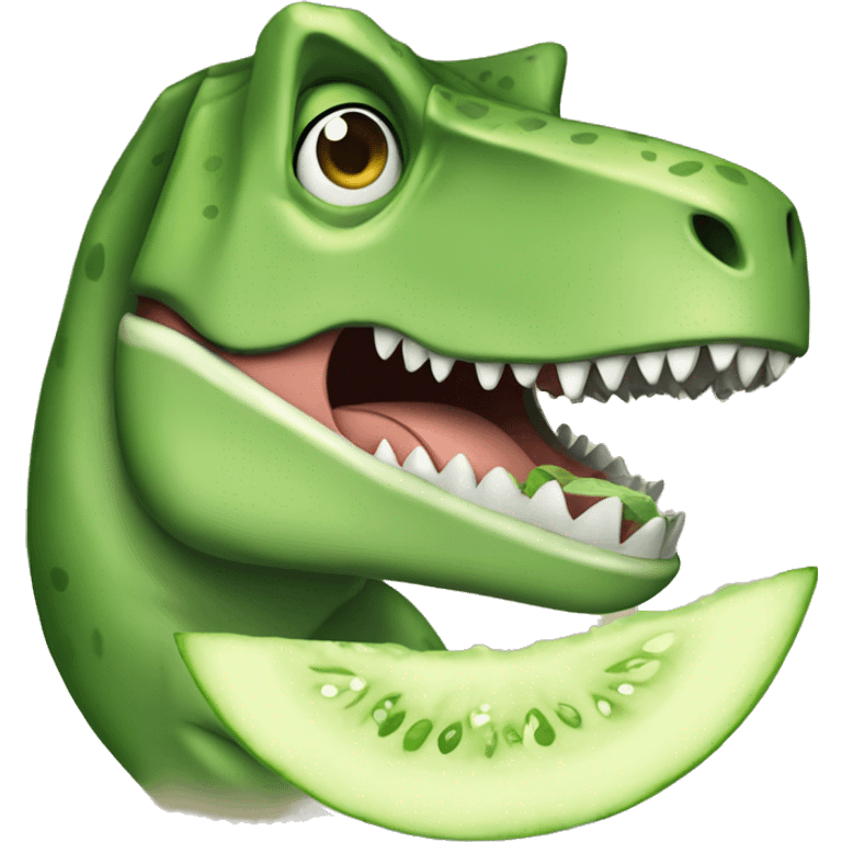 T-Rex relaxing with sliced cucumbers over its eyes emoji