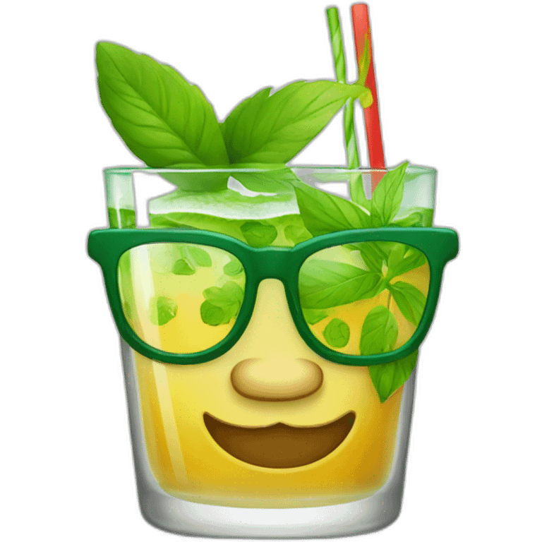 pinocchio with glasses drinking mojito emoji