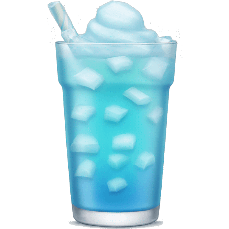 pastel blue drink with lots of ice and frosted glass emoji