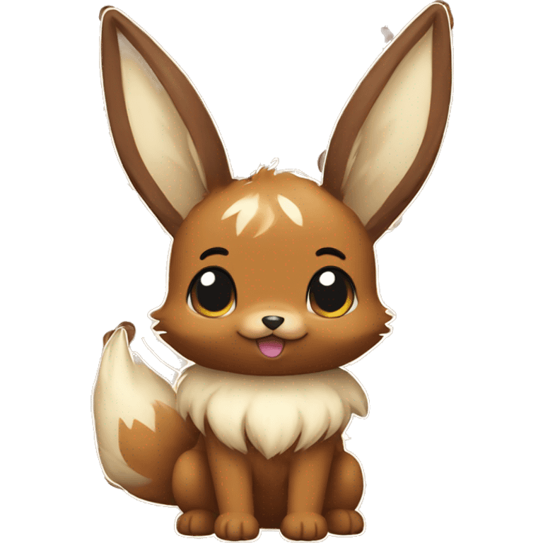 Brown Cookie-themed Eevee with chocolate chips patterns full body emoji