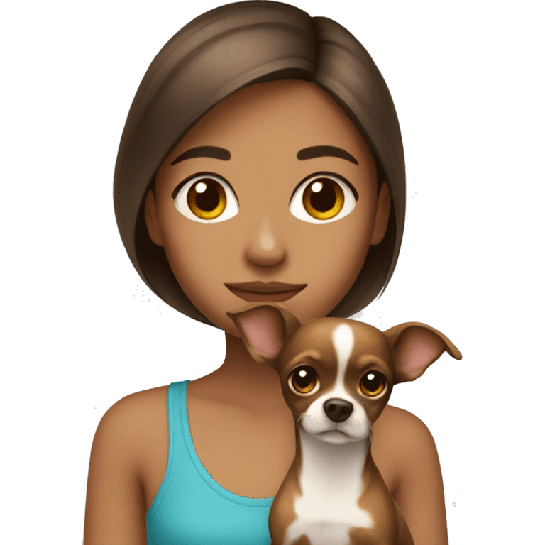 Brown hair girl with chihuahua  emoji