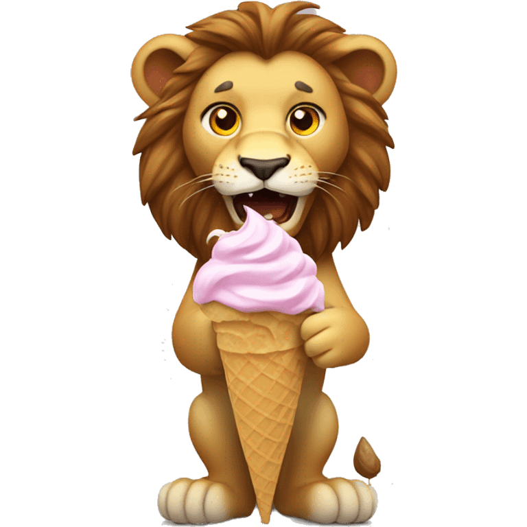 Lion eating ice-cream emoji