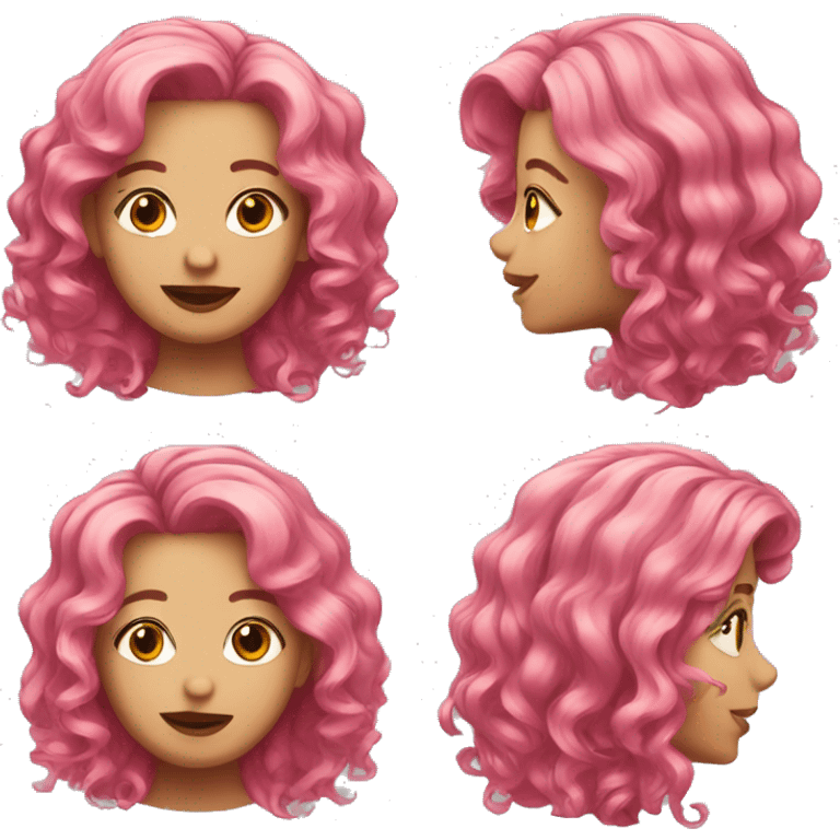 pink wavy hair  emoji