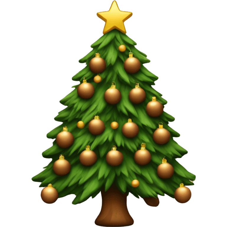 Christmas tree with brown ornaments no star at the top emoji