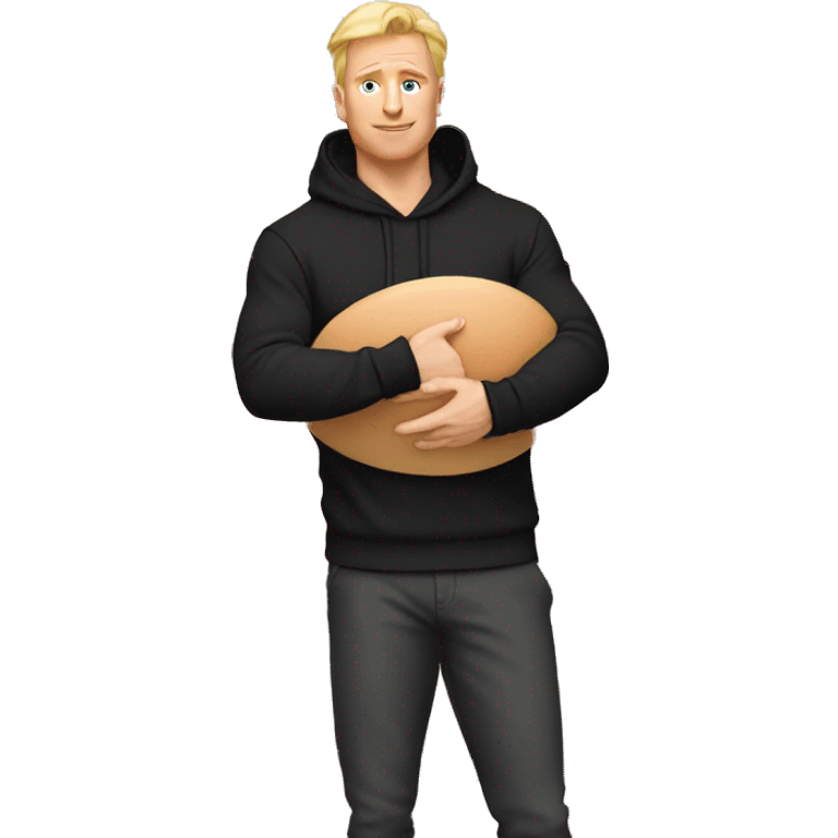 Buff white man with black hoodie holding 100 eggs emoji