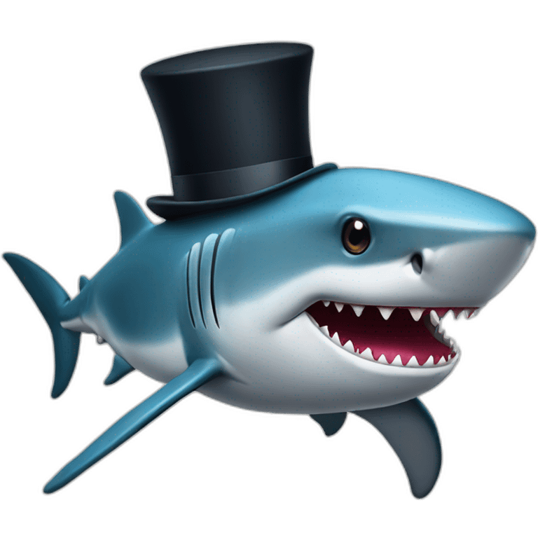 Shark with a top hat emoji