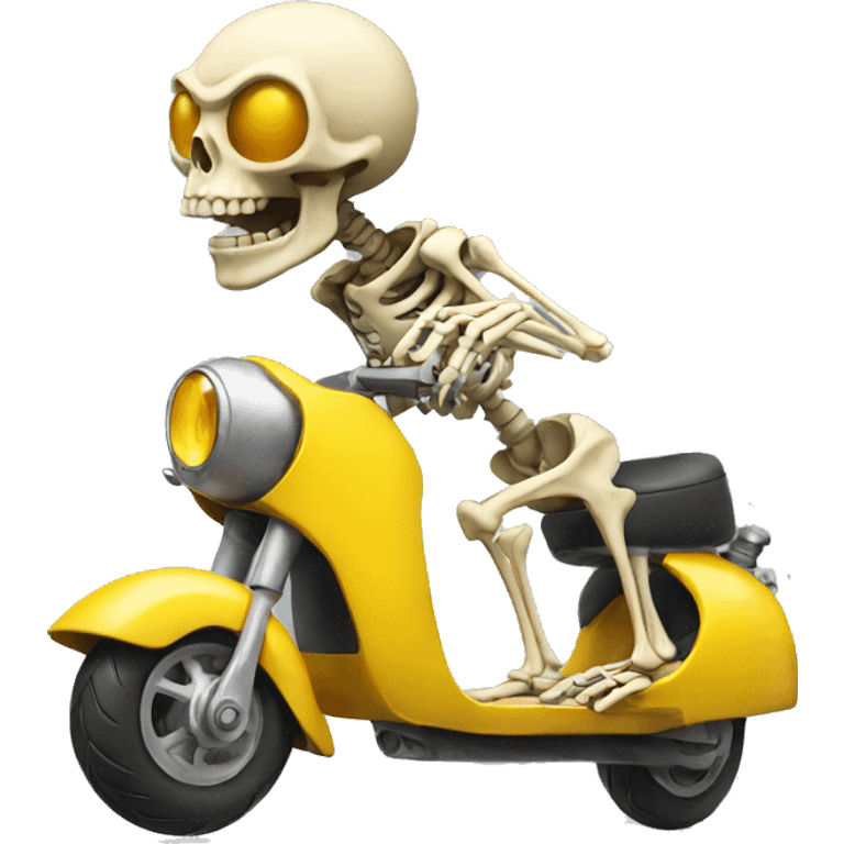 skeleton riding a yellow motor scooter emoji