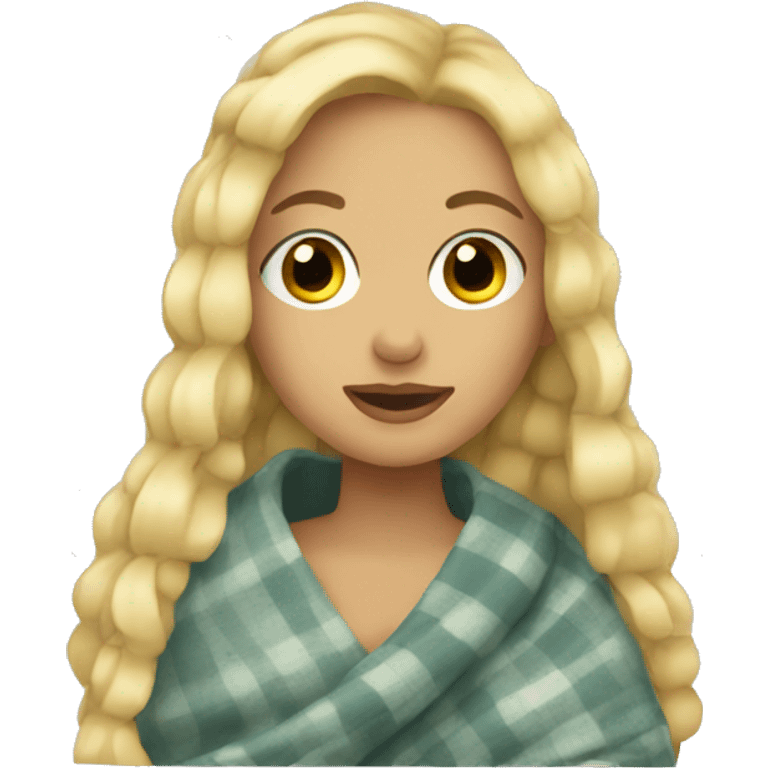 Cozy blanket girl with blonde hair emoji