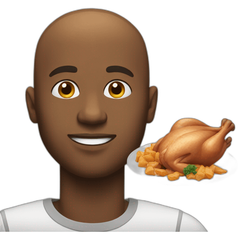 Bald black guy eating chicken emoji