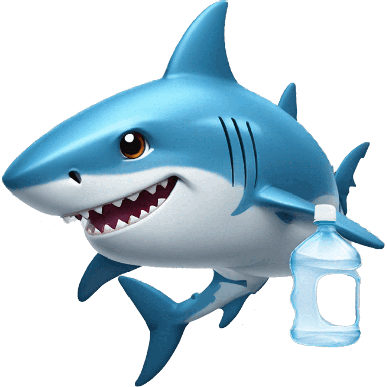 Shark with a water bottle emoji