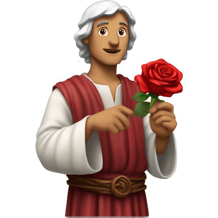 Dante Alighieri holding a rose in his hand emoji