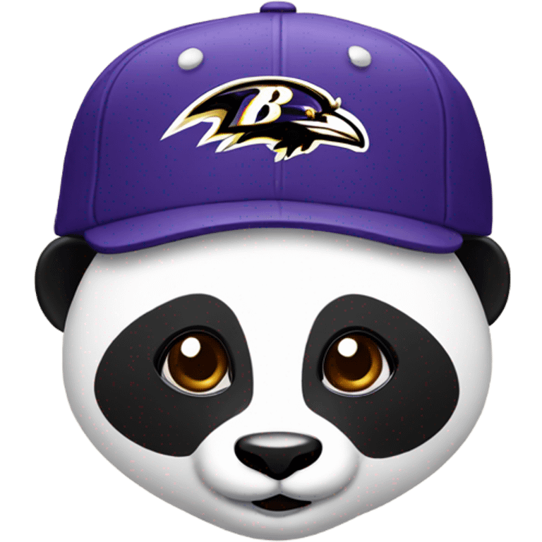 Panda with a fitted cap with Baltimore ravens logo emoji